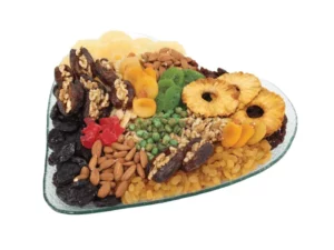 מגש זכוכית לב ענק של יבשים